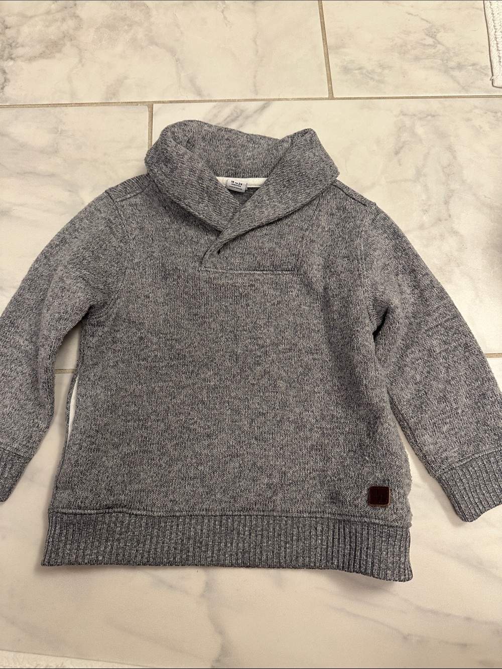 Janie and Jack size 18-24 mos Boys' Shawl Collar Sweater - Gray
